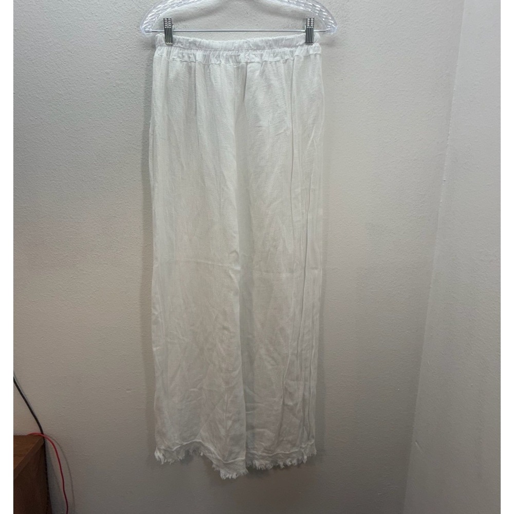 Made in Italy Linen Cotton Wide Leg Palazzo Pants Pull-On Relaxed Boho Beach